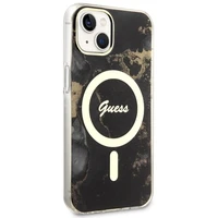 Guess GUHMP14MHTMRSK iPhone 14 Plus 6.7" Dėklas telefonui juodas/juodas auksinis marmuras Magnetinis
