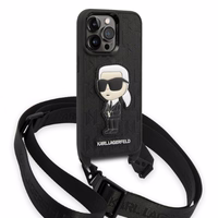 Karl Lagerfeld KLHCP14LSTKMK iPhone 14 Pro 6.1" kietasis dėklas juodas/juodas Monograminis Ikonik Patch