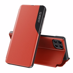Eco Leather View Case elegantiškas knygos tipo dėklas su stovu Samsung Galaxy A22 4G raudonas