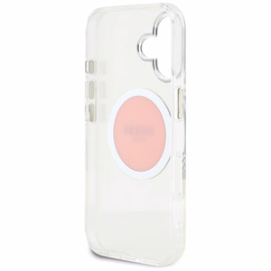 Guess IML Metal Colored Circle Classic Logo Magnetinis dėklas telefonui iPhone 16 - rožinis