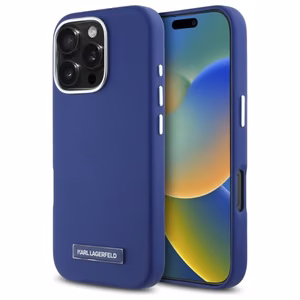 Karl Lagerfeld FW Metal Plate Magnetinis dėklas telefonui iPhone 16 Pro Max - mėlynas