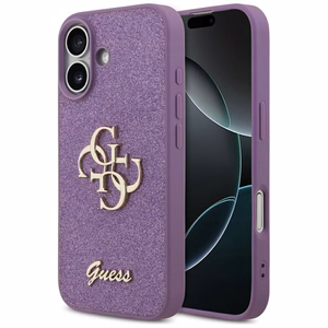 Guess Fixed Glitter Big 4G dėklas telefonui iPhone 17 - violetinis