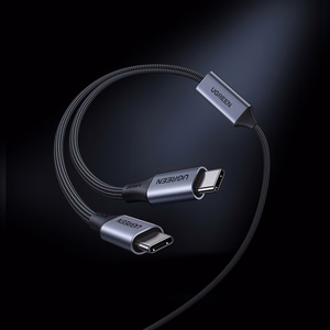 Ugreen 2in1 USB-C laidas - 2xUSB-C PD 140W 2m - juodas