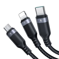 "Joyroom S-A18 3in1" 3,5A USB-A - "Lightning" + USB-C + "MicroUSB" kabelis 1,2 m - juodas