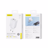 FONENG tinklo įkroviklis EU66 PD 20W 1xUSB-C + 1xUSB QC3.0 baltas