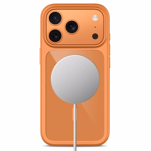 Tech-Protect MagOne CC MagSafe dėklas su 2 grūdintais stiklais, skirtas iPhone 18 Pro Max / 17 Pro Max, skaidrus oranžinis