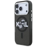 KARL LAGERFELD dėklas telefonui IPHONE 17 Pro, suderinamas su magnetiniu MagSafe (KLHMP17LHGKCGKBK, IML Glitter k&C Sketch Logo) juodas