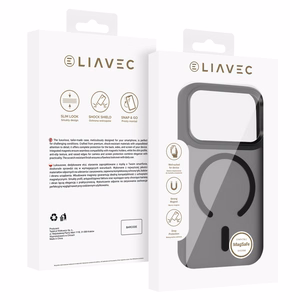 Liavec Cloudy dėklas su metaliniu kameros rėmeliu, skirtas Iphone 17 Pro Max juodas (kameros valdymo mygtukas)