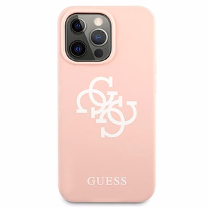 Guess GUHCP13LLS4GWPI iPhone 13 Pro / 13 6.1 silikoninis 4G logotipo kietasis dėklas - rožinis