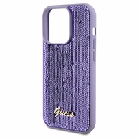 Guess Sequin Script Metal dėklas telefonui iPhone 14 Pro Max – violetinis