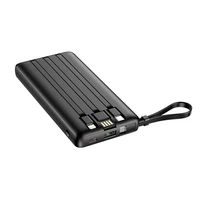 VEGER išorinė baterija 10000 mAh su įmontuotais kabeliais Micro USB / Type C / Lightning C10 (W1116) juoda