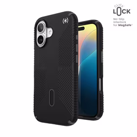 Speck Presidio2 Grip ClickLock & MagSafe - iPhone 16 dėklas (juodas / Slate pilkas / baltas)