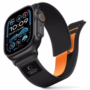 Tech-Protect Nylon Elite ремешок для Apple Watch 44 / 45 / 46 / 49 мм - черно-оранжевый