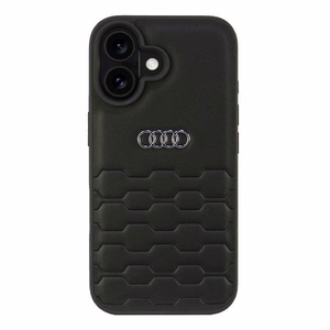 Audi Sintetinės odos iPhone 16 6.1" juodas/juodas kietas dėklas AU-TPUPCIP16-GT/D2-BK