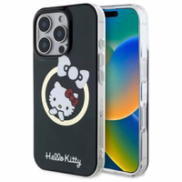 Hello Kitty IML Linksmas kaspinas magnetinis iPhone 16 Pro Max dėklas - juodas