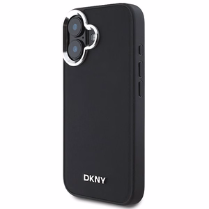 DKNY Paprastas sidabrinis logotipas magnetinis iPhone 16 dėklas - juodas