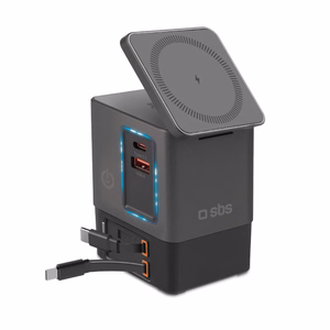 SBS Power Dock 6-in-1 su MagSafe, stovu ir USB-C kabeliais 65W – juodas