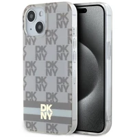 DKNY IML languotas mono raštas ir margintos juostos magnetinis dėklas telefonui iPhone 15 / 14 / 13 - smėlinis