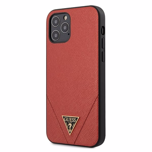 Guess GUHCP12LVSATMLRE iPhone 12 Pro Max 6.7" raudonas/raudonas kietas dėklas Saffiano