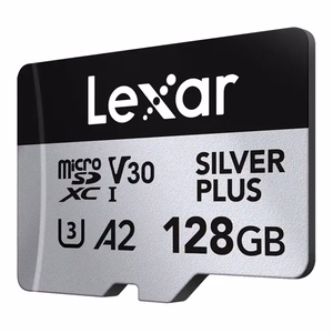 „Lexar High-Performance Silver Plus“ microSDXC atminties kortelė, 128 GB + adapteris
