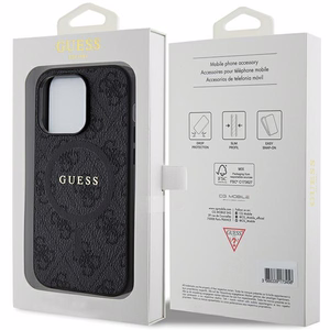 Dėklas Guess PU Leather 4G Colored Ring MagSafe Apple iPhone 15 Pro Max juodas