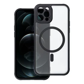 Dėklas telefonui – pilnai matinis magnetinis dėklas, suderinamas su MagSafe IPHONE 12 Pro, juodas