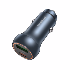 Borofone автомобильное зарядное устройство BZ32B Fresh - USB + Type C - QC 3.0 PD 48W серое