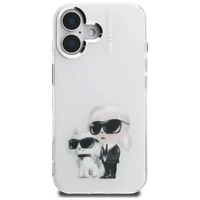 Karl Lagerfeld IML Aquarelle Karl & Choupette & Logo iPhone 16 deklas - baltas