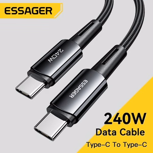 USB laidas Essager Ultra tamsiai pilkas Type-C / Type-C 100cm (iki 240W!!!)