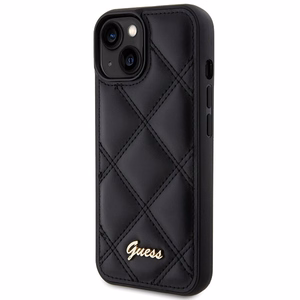 Guess Quilted Metal Logo dėklas telefonui iPhone 15 - juodas