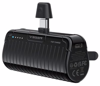 VEGER išorinė baterija 5000 mAh su įmontuotu jungtimi Type C PlugOn PD QC3.0 3A 20W W0558 juoda