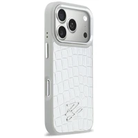 Karl Lagerfeld Croco KL Script Logo MagSafe case for iPhone 17 Pro Max - silver