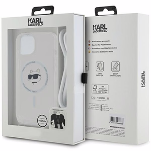 Karl Lagerfeld IML Choupette Head & Cord Magnetinis dėklas iPhone 13 / 14 / 15 - skaidrus