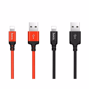 USB kabelis Hoco X14 Lightning, raudonas-juodas 1.0m