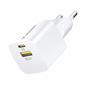 Wozinsky WWCEAC GaN USB-A USB-C 33W sieninis įkroviklis - baltas
