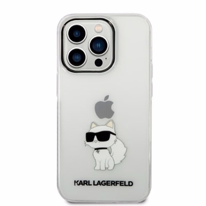 Karl Lagerfeld Ikonik Choupette dėklas telefonui iPhone 14 Pro - permatomas