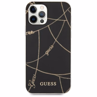 Guess Gold Chain Collection dėklas telefonui iPhone 12 Pro Max 6.7" - Juodas