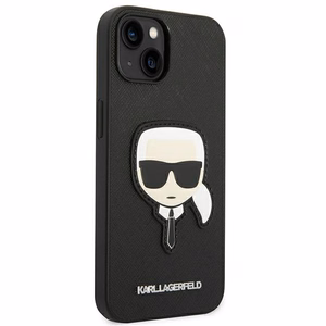 Karl Lagerfeld Saffiano Karl's Head Patch dėklas telefonui iPhone 14 Plus - juodas