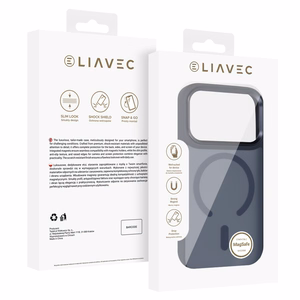 Liavec Cloudy dėklas su metaliniu kameros rėmeliu, skirtas Iphone 17 Pro tamsiai mėlynas (kameros valdymo mygtukas)