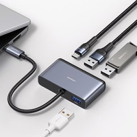 USAMS adapteris HUB 4w1 2xUSB 2.0/USB 3.0/ USB-C tamsiai pilkas SJ627HUB01 (US-SJ627)