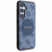 Dėklas telefonui Guess 4G Round Patch Classic Logo MagSafe Samsung Galaxy S25 Plus mėlynas