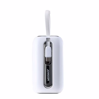 Joyroom mini išorinė baterija 10000mAh Colorful Series 22.5W su 2 įmontuotais USB C ir Lightning kabeliais rožinė (JR-L012)