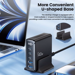 "Tech-Protect" DC140W-GAN 5 PRIETAIS PD140W/QC3.0 įkrovimo stotelė - juoda