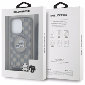 Karl Lagerfeld IML per petį monograminis Karl ir Choupette galvos MagSafe dėklas iPhone 16 Pro - juodas