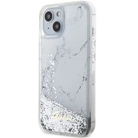 Guess Liquid Glitter Marble dėklas telefonui iPhone 14 - baltas
