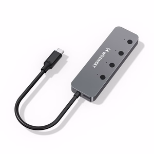Wozinsky WHS080YSS 4 x USB-A 3.0 Aluminum Hub with Individual Switches and 15 cm USB-C Cable - Gray