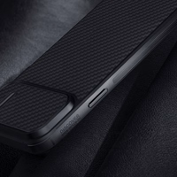 Nillkin Synthetic Fiber S dėklas iPhone 14 Pro Max su kameros dangteliu, juodas