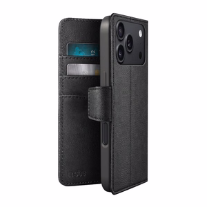 SBS Wallet Classic dėklas, skirtas iPhone 18 Pro Max, su pinigine ir stovu – juodas