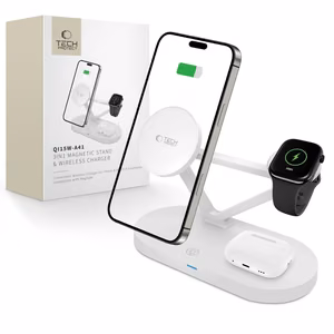Tech-Protect QI15W-A41 3в1 Беспроводное зарядное устройство с MagSafe для устройств Apple - белый