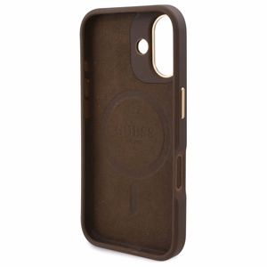 Guess 4G Logo Plate Magnetinis dėklas iPhone 16 - rudas